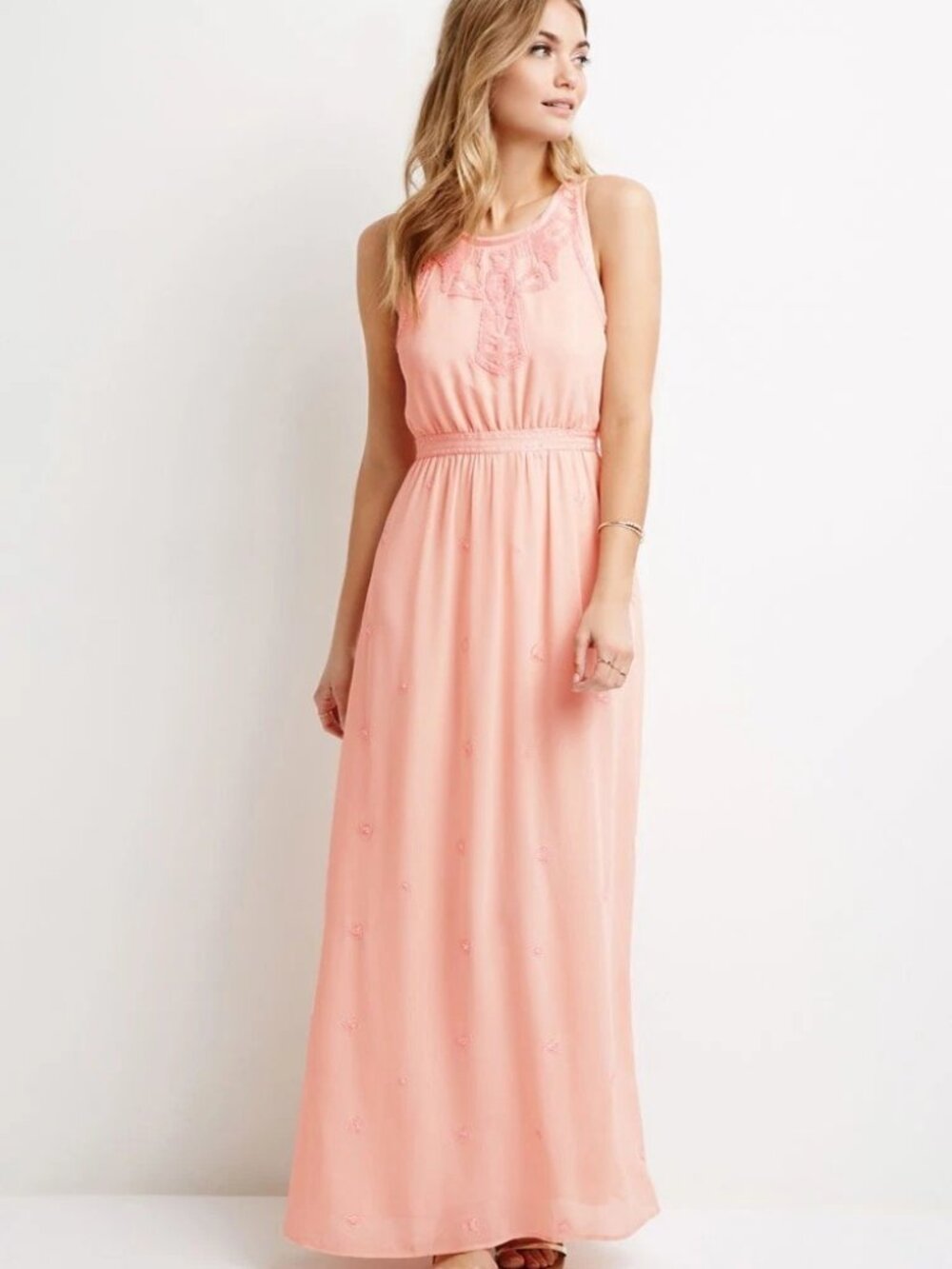 Forever 21 Contemporary Chenille Embroidered Maxi Dress, size XS